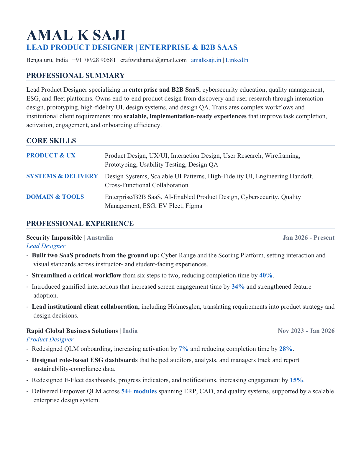 Amal K Saji Resume Page 1